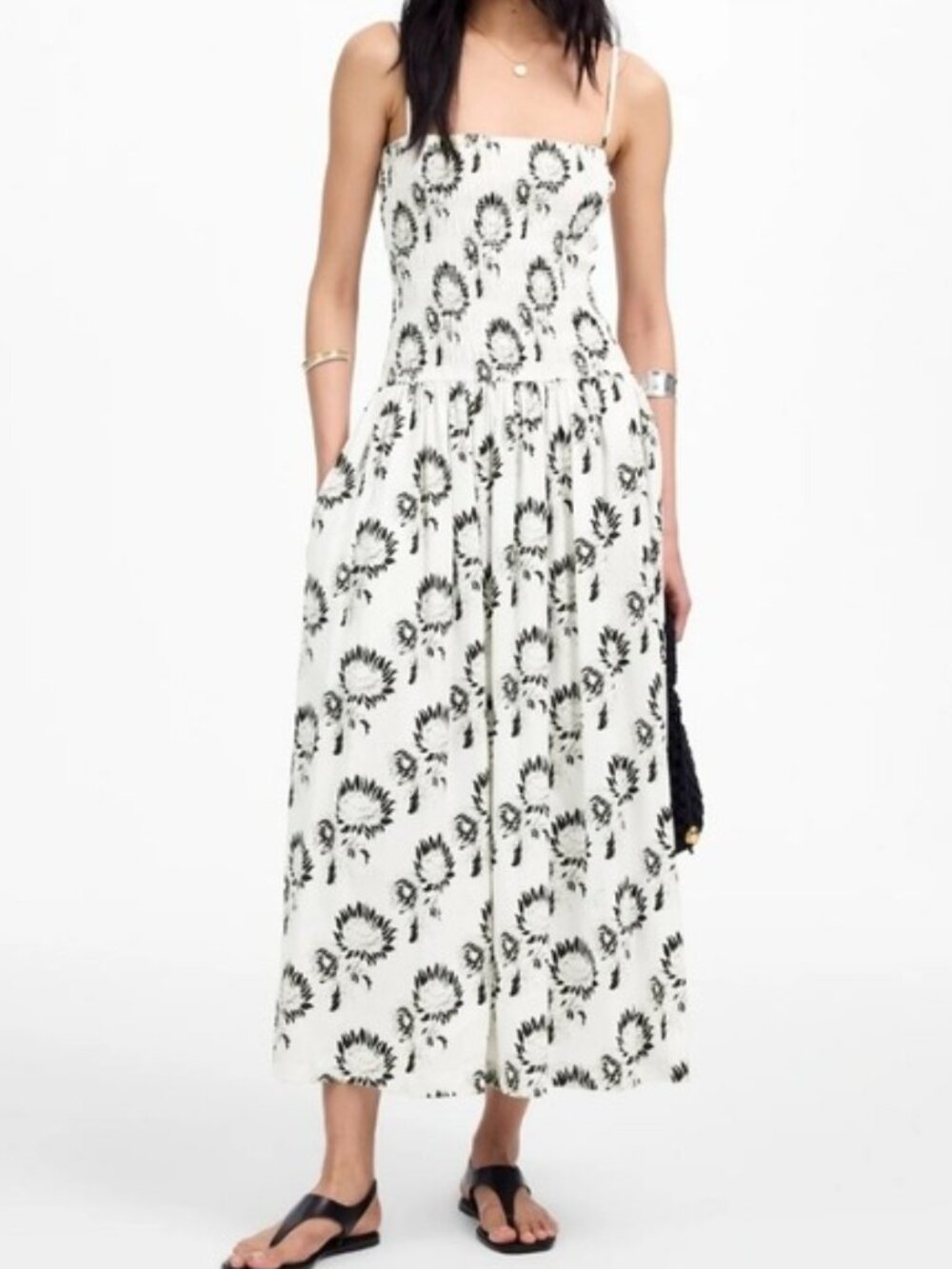 Madewell Poplin Peony Mid Maxi Smocked Dress Medium New Women's Floral